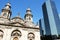 Old and New. Metropolitan Cathedral of Santiago, Archbishop of Santiago de Chile. Plaza de Armas. Chile