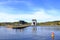 Old and new Niederfinow ship lift, Oder Havel Canal, Brandenburg, Germany