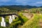 Old and new railway bridges, old viaduct Vorohta, Ukraine. Carpathian Mountains, wild mountain landscape Ukraine