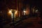 Old New York City Building Porch Lights at Night