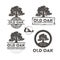 Old Oak Reclaimed Barn Wood Craft Rustic Sign Design Concept. Workshop Artisanal Logo. Natural Vector Banner