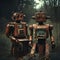 Old and obsolete vintage robots - ai generated image
