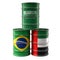 Old Oil Drums with Saudi Arabia, Brazil and United Arab Emirates national flags.