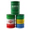 Old Oil Drums with Saudi Arabia, Gabon and Iran national flags.