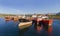 Old oil tanker vessels in a row