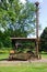 Old oil well derrick at Drake`s oil well museum