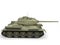 Old olive green military heavy tank - side view
