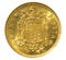 Old one peseta Spanish coin. Reverse