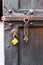 Old open wooden door carved forged powerful deadbolt open attach