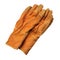 Old orange leather gardening gloves