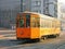 Old orange tram in Milan