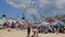 Old Orchard Beach on the Maine coast with a spinning Ferris Wheel in background