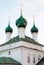 Old orthodox church with green cupolas