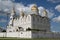 Old orthodox white stone cathedral Golden Ring Vladimir