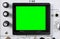 Old oscilloscope with green screen for adding video and images, technical equipment. Radio oscilloscope.