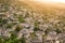 Old ottoman houses in Gjirokaster at sunset, Albania close-up