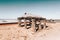 Old outbuildings abandoned in desert landscape of outback Australia