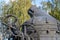 Old outdated hand driven Bessemer converter
