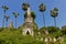 Old overgrown wild buddhist pagodas near Mandalay