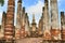 Old pagoda and destroyed temple poles