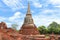 Old pagoda at wat mahathat ancient sites in ayutthaya province.