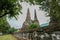 Old pagodas and old brick wall at Wat Phutthaisawan in Sampao Lom subdistrict,Phra Nakorn Sri Ayutthaya ,Thailand.
