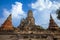 Old paoda Wat Chaiwattanaram the historical temple in Ayutthaya Thailand