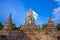 Old paoda Wat Chaiwattanaram the historical temple in Ayutthaya Thailand