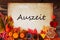 Old Paper With Auszeit Means Relax, Colorful Autumn Decoration