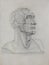 Old paper\'s student\'s drawing of roman head Niccolo da Uzzano