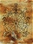 Old paper textured illustration of compass or wind rose decorated with victorian and baroque patterns.  Nautical vintage drawings