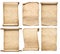 Old papers or parchment six scrolls or parchments set isolated