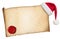 Old parchment with Santa\'s hat and wax seal
