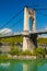 Old Passerelle du College bridge over Rhone river in Lyon, Franc