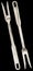 Old Patinated Stainless Steel Meat Carving Fork Front And Reverse Side Variants Isolated On Black Background