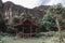 Old pavilion with high mountains as a backdrop