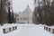 The old Pavilion Sliding hill, january day. Oranienbaum, Russia