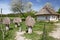 Old peasant house with apiary in the Museum of folk architecture and life in Pirogovo, Kiev,