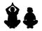 Old people do yoga black flat silhouette vector