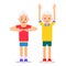 Old people and sports. Grandparents perform health gymnastics. S