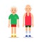 Old people in sportswear. Main pose during health gymnastics and