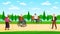 Old people walking park. Outdoors character grandpa grandma walk bench bicycle elderly man woman active pensioner banner