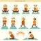 Old people yoga.Vector icons