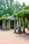 Old pergola-veranda 1865 in Italian style twined with wild grapes at the Catherine Park in Tsarskoye Selo, Pushkin, Russia