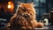 A Old Persian Cat portrait Indoor Blurry Background