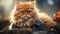 A Old Persian Cat portrait Indoor Blurry Background