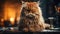A Old Persian Cat portrait Indoor Blurry Background