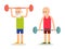 Old person perform exercises to barbell lifting. Elderly sportsman in various poses with lifting of weight. Set physical exercise