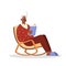 Old person smoking. Retired man sitting in an armchair with a book