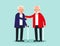 Old person. Two elderly standing and greeting. Concept elderly vector illustration. Design flat character